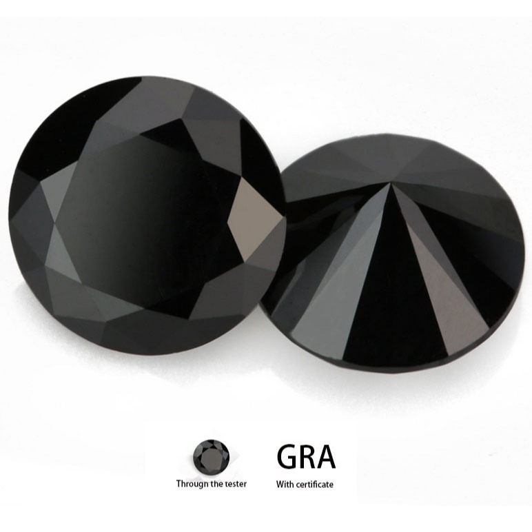 [พร้อมใบรับรอง GRA] 0.5ct-3ct Black Moissanite หินหลวม Hearts และ Arrows, 3EX, VVS1, Moissanite แหวน