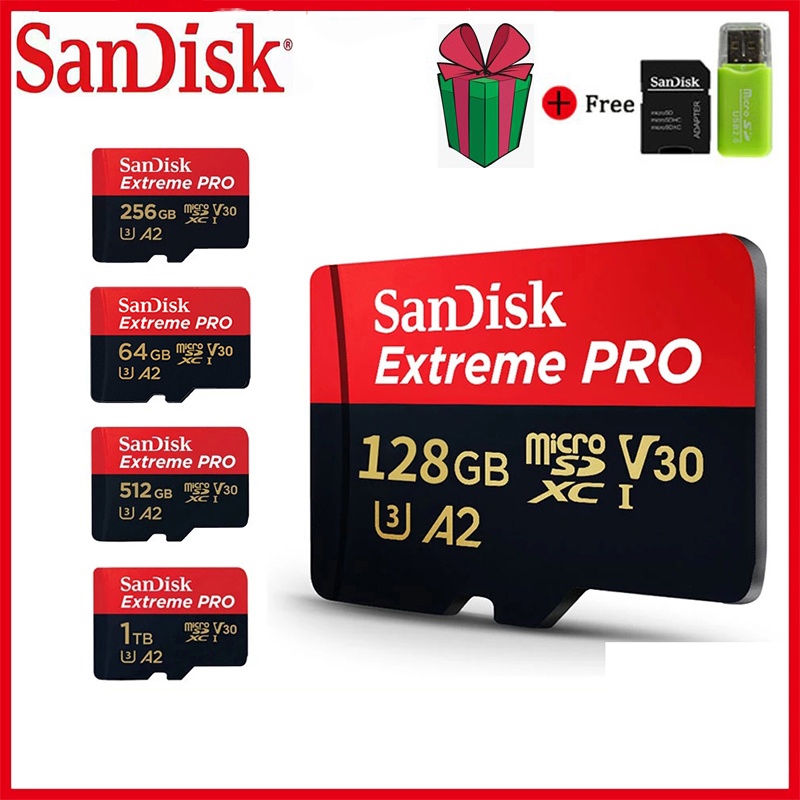 Sandisk Extreme PRO การ์ด Micro SD 32GB 64GB 128GB 256GB 512G 1TBSDXC V30 A2 UHS-1