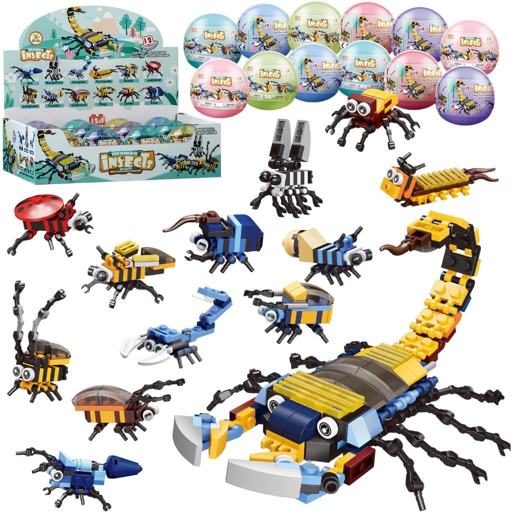 12 ชิ้นใหม่ 12in1 Scorpion Building Blocks Set-2024 12 in 1 Pre Filled Easter , Surprise สัตว์ของเล่น,อีสเตอร์การล่าสัตว์,Easter ตะกร้า Stuffers,Party Favor สําหรับเด็ก,Birthday,Goodie
