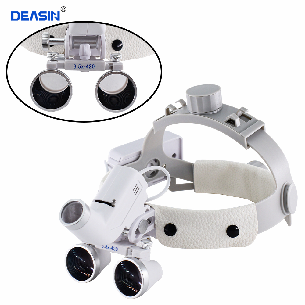 Deasin ไฟทันตกรรมทางการแพทย์ พร้อมไฟหน้า 5W โฟกัส 2.5X และ 3.5X ไฟ LED ไฟส่องทางไกล ไฟทางการแพทย์