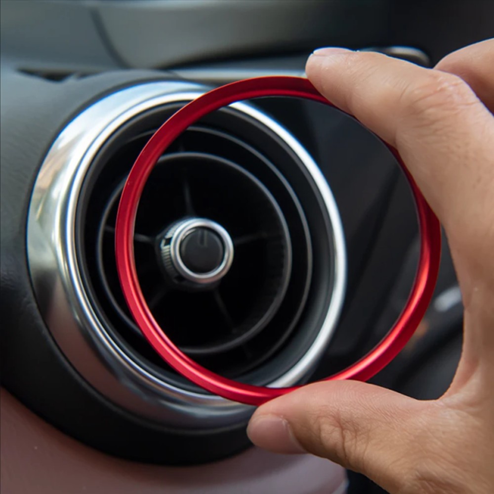 โลหะรถจัดแต่งทรงผม AC Air Condioner Outlet Vent แหวน Trim สติกเกอร์สําหรับ MAZDA 2 Mazda MX-5 MX5 CX