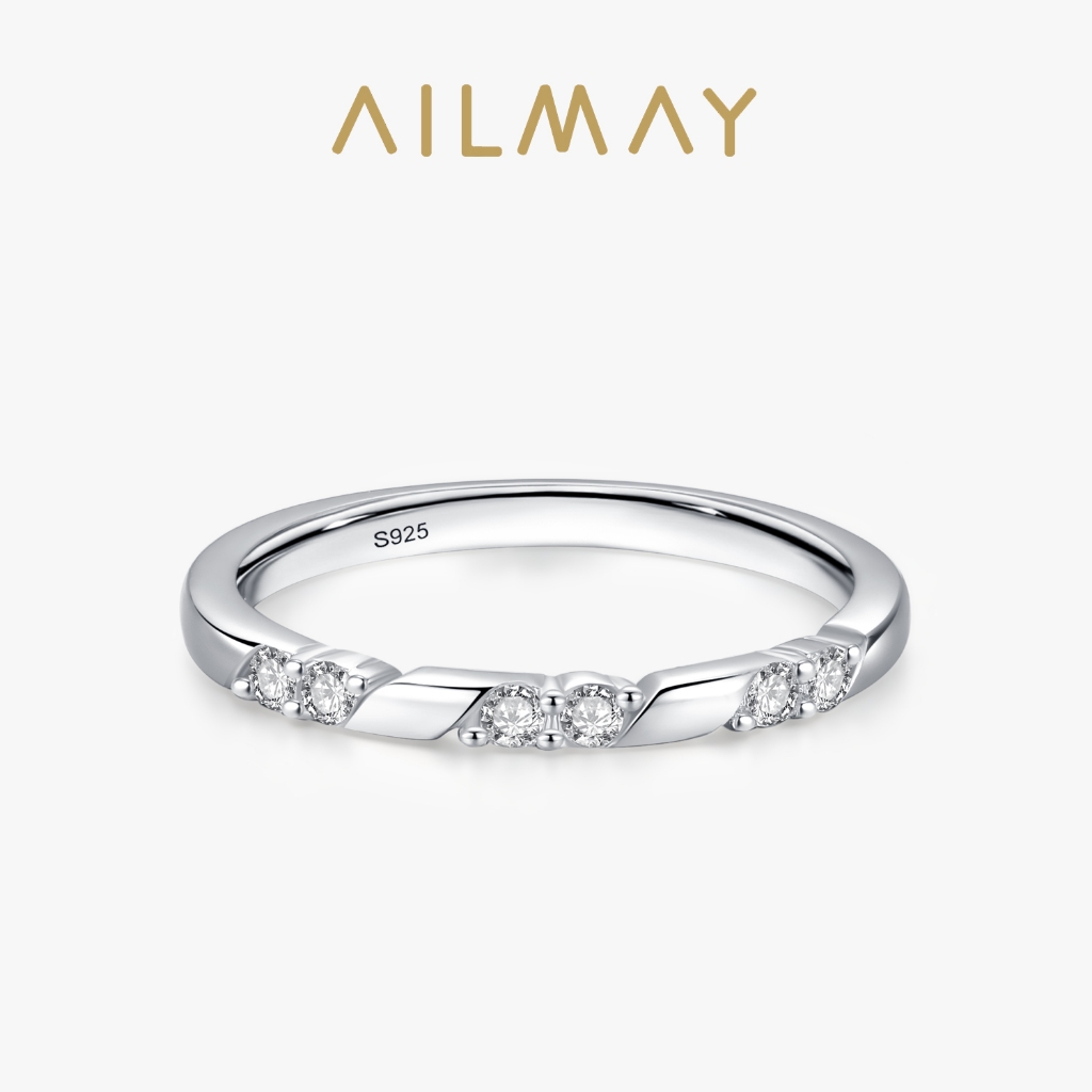 Ailmay 925 เงินสเตอร์ลิง Elegant Cubic Zirconia Stackable Finger Ring สําหรับผู้หญิง