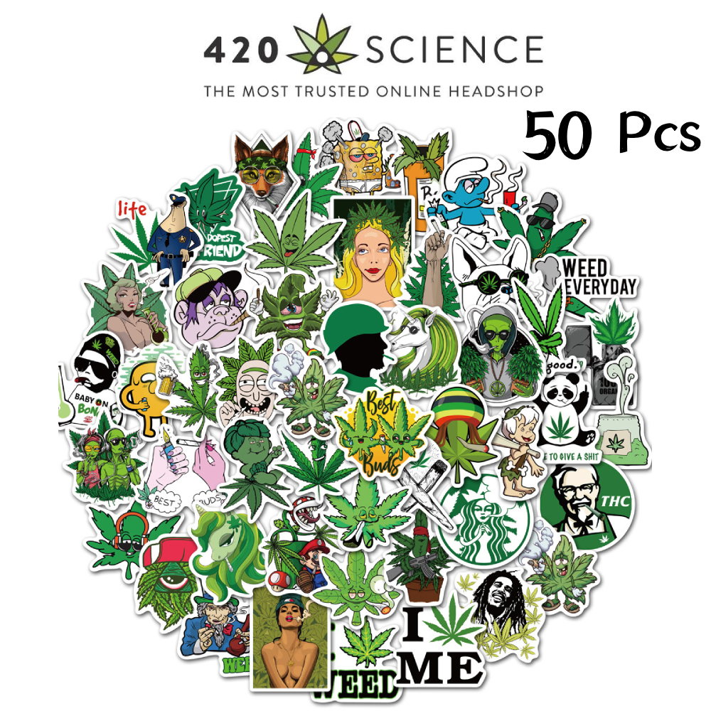 420 Science สติกเกอร์กันน้ํา ลายใบไม้ สุ่มลาย 50 ชิ้น