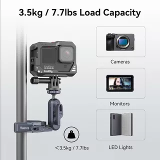 SmallRig Super Clamp Ballhead Magic Arm Camera Clamp, Crab-Shaped Monitor Clamp with 1/4"-20, 3/8"-16 Threaded Holes for Gopro/DSLR Camera/Stabilizer - 3757