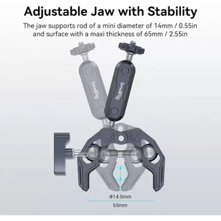 SmallRig Super Clamp Ballhead Magic Arm Camera Clamp, Crab-Shaped Monitor Clamp with 1/4"-20, 3/8"-16 Threaded Holes for Gopro/DSLR Camera/Stabilizer - 3757