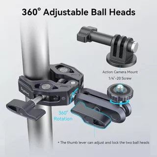 SmallRig Super Clamp Ballhead Magic Arm Camera Clamp, Crab-Shaped Monitor Clamp with 1/4"-20, 3/8"-16 Threaded Holes for Gopro/DSLR Camera/Stabilizer - 3757
