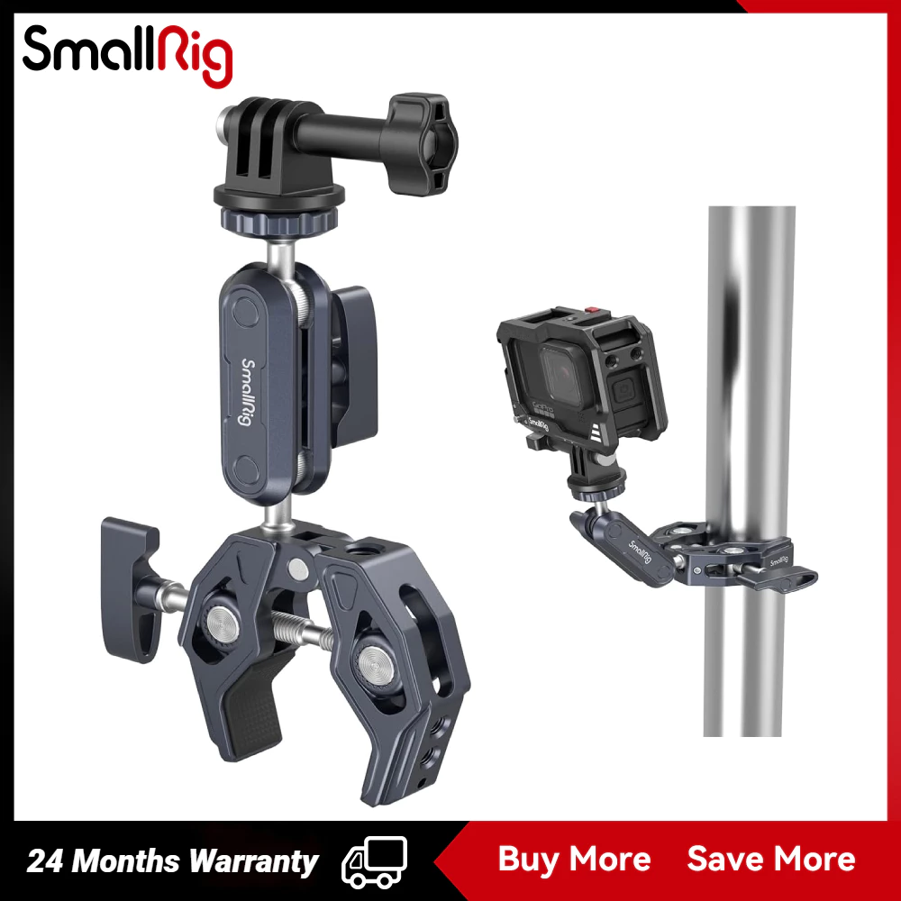 SmallRig Super Clamp Ballhead Magic Arm Camera Clamp, Crab-Shaped Monitor Clamp with 1/4"-20, 3/8"-16 Threaded Holes for Gopro/DSLR Camera/Stabilizer - 3757
