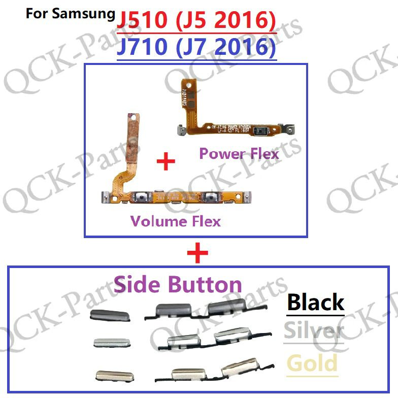 อะไหล่ปุ่มกดสวิตช์เปิดปิด ควบคุมระดับเสียง สายเคเบิ้ลอ่อน แบบเปลี่ยน สําหรับ Sumsung Galaxy J5 J7 2016 J510 J710