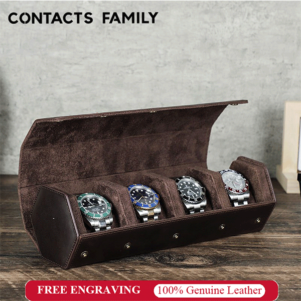 CONTACTS FAMILY กล่องหนังวัวแท้ สไตล์วินเทจ 1 2 3 4 6 8 ช่อง สําหรับใส่เครื่องประดับ นาฬิกาข้อมือ