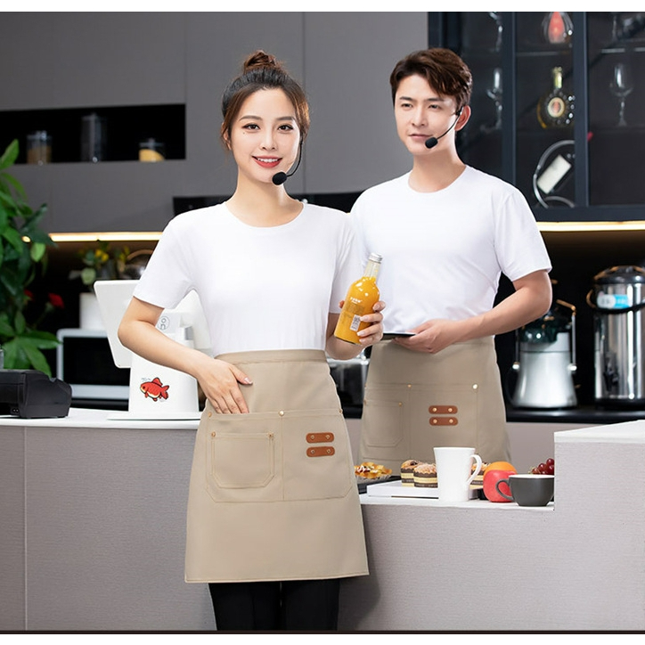 ชุดพนักงานเสิร์ฟ ผ้าแคนวาส กันน้ํา พร้อมกระเป๋า 10 สี ขนาด 53*65 ซม. สําหรับพนักงานเสิร์ฟ 1 ชิ้น