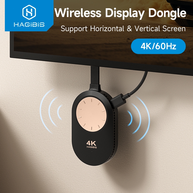 Hagibis ไร้สาย HDMI-ใช้งานร่วมกับจอแสดงผล Dongle อะแดปเตอร์ 4K @ 60Hz Wireless Extender สําหรับแล็ปท