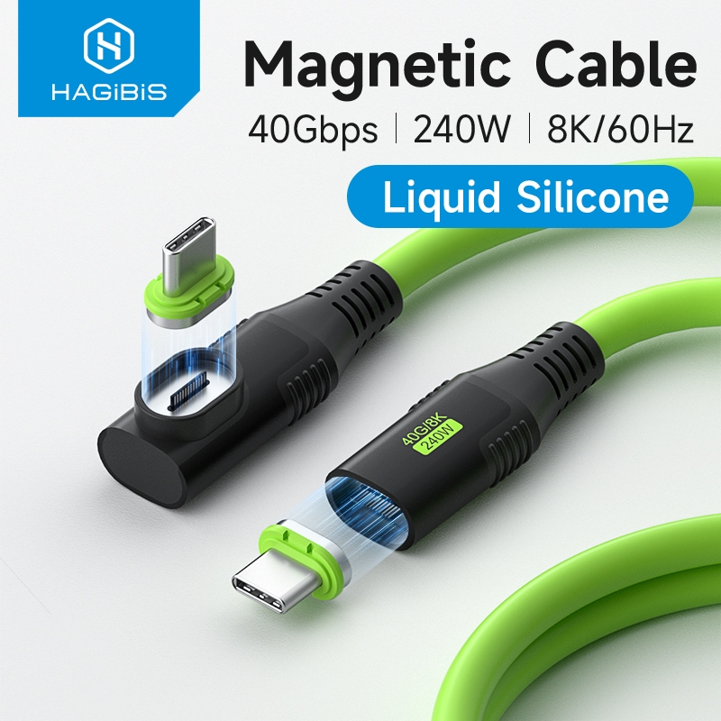 Hagibis สาย USB4 Type-C Magnetic Fast สายชาร์จ PD 240W 40Gbps ใช้งานร่วมกับ Thunderbolt 4/3 สายวิดีโอสําหรับแล็ปท็อป iPhone 16/15 แท็บเล็ต