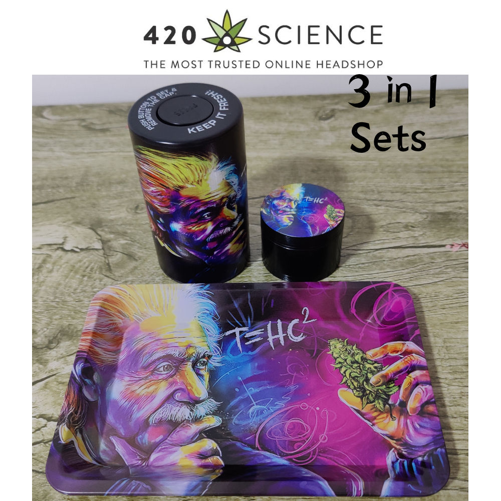 Einstein T=HC2 3 In 1 Happy Rolling Kit ชุดเครื่องบดสมุนไพร 50 มม. ถาดม้วน โหลเก็บสมุนไพรสูญญากาศ
