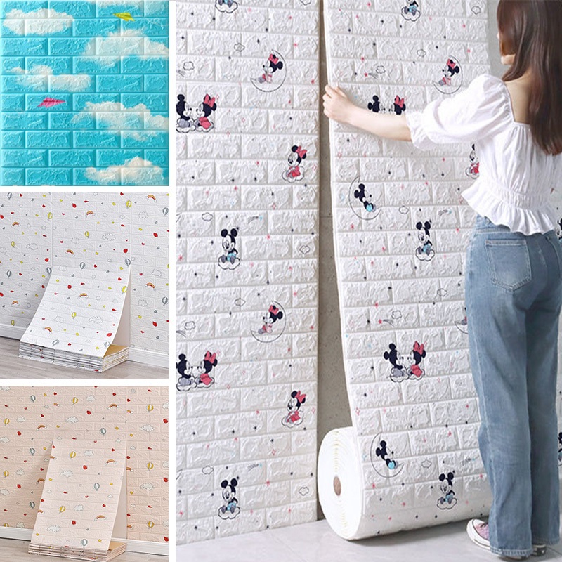 ขาย DIY Self กาว 3D อิฐสติ๊กเกอร์ติดผนังห้องนั่งเล่นตกแต่งโฟมวอลล์เปเปอร์ตกแต่งผนังกันน้ําออกแบบวอลล์เปเปอร์สําหรับห้องนอน