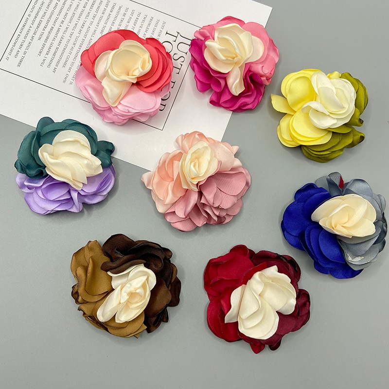 6 ซม.3 สี Patchwork ดอกไม้ Handmade เข็มกลัด Pin DIY เครื่องประดับ Headwear อุปกรณ์เสริมผมเสื้อผ้าอุปกรณ์เสริม