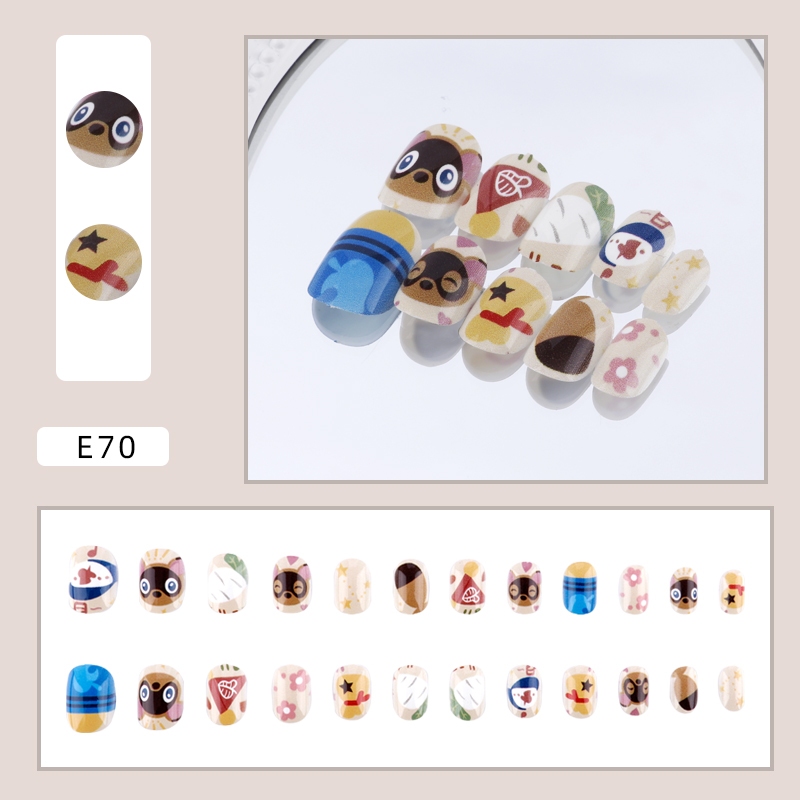 เล็บปลอม ลายการ์ตูนหมีเชฟ 24 ชิ้น 12 ขนาด ฟรีกาวเจลลี่