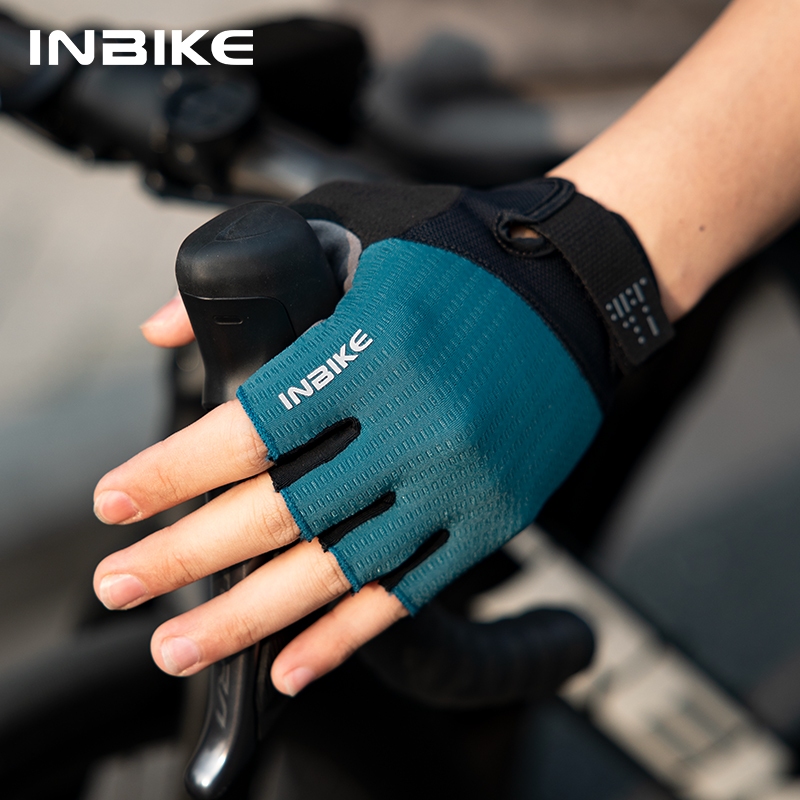Inbike ถุงมือครึ่งนิ้ว ซับแรงกระแทก เหมาะกับฤดูร้อน สําหรับผู้ชาย และผู้หญิง เหมาะกับการขี่จักรยานเสือภูเขา กลางแจ้ง