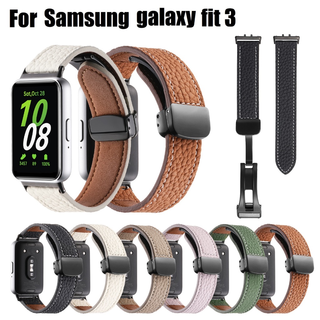สาย samsung fit3 สายนาฬิกาข้อมือหนัง samsung fit3 สาย หัวเข็มขัดแม่เหล็ก สําหรับ สาย samsung galaxy fit 3 Strap