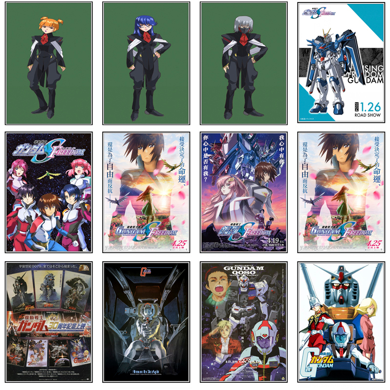 โปสเตอร์กันดั้ม ขนาด A3 ลายการ์ตูน สําหรับตกแต่งผนังบ้าน