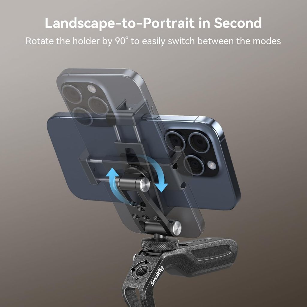 Smallrig Metal Phone Support with Cold Shoe Mount, Universal Mobile Phone Mount Adapter รองรับข้อต่อปรับฟรี, โทรศัพท์ขาตั้งกล้อง Mount 4382