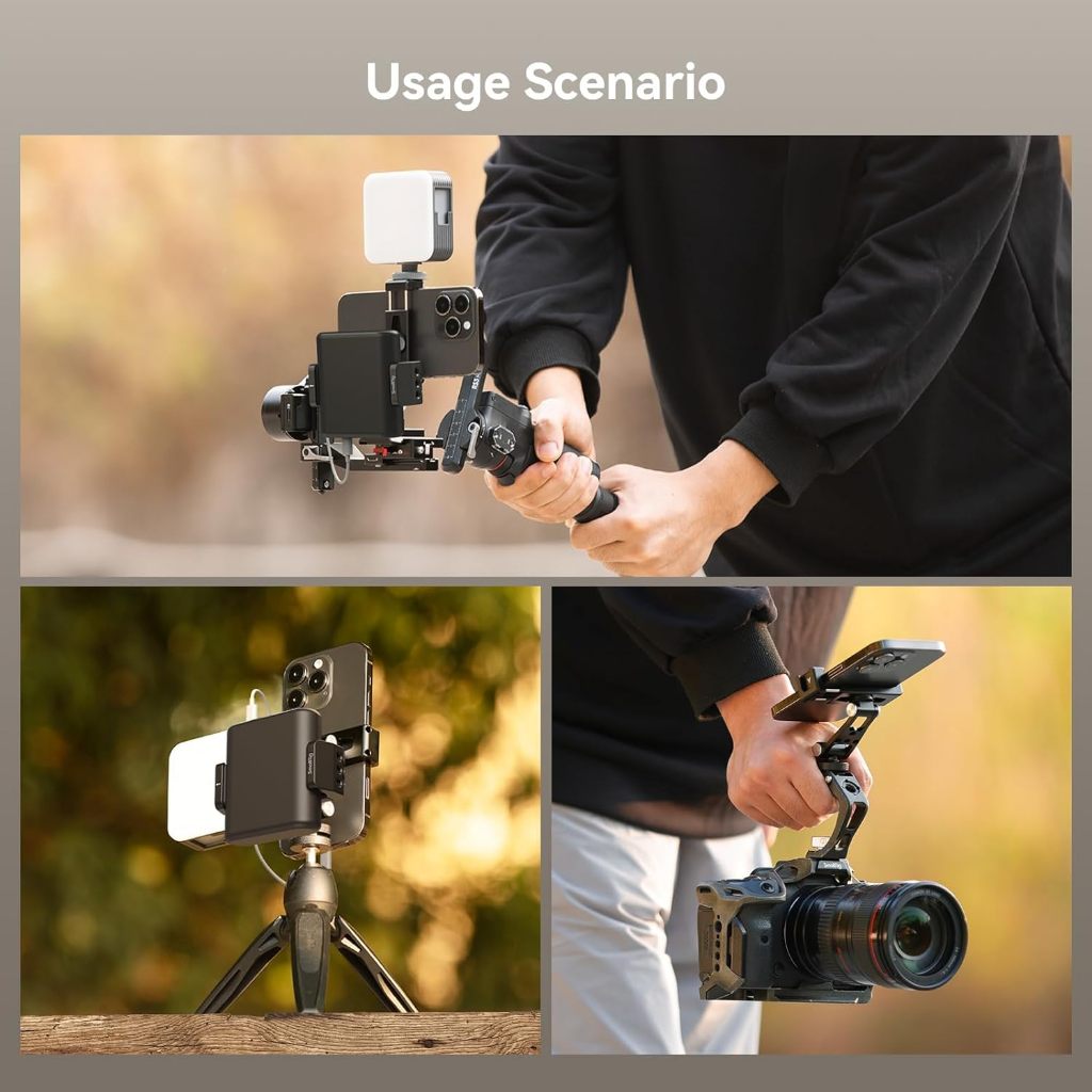 Smallrig Metal Phone Support with Cold Shoe Mount, Universal Mobile Phone Mount Adapter รองรับข้อต่อปรับฟรี, โทรศัพท์ขาตั้งกล้อง Mount 4382