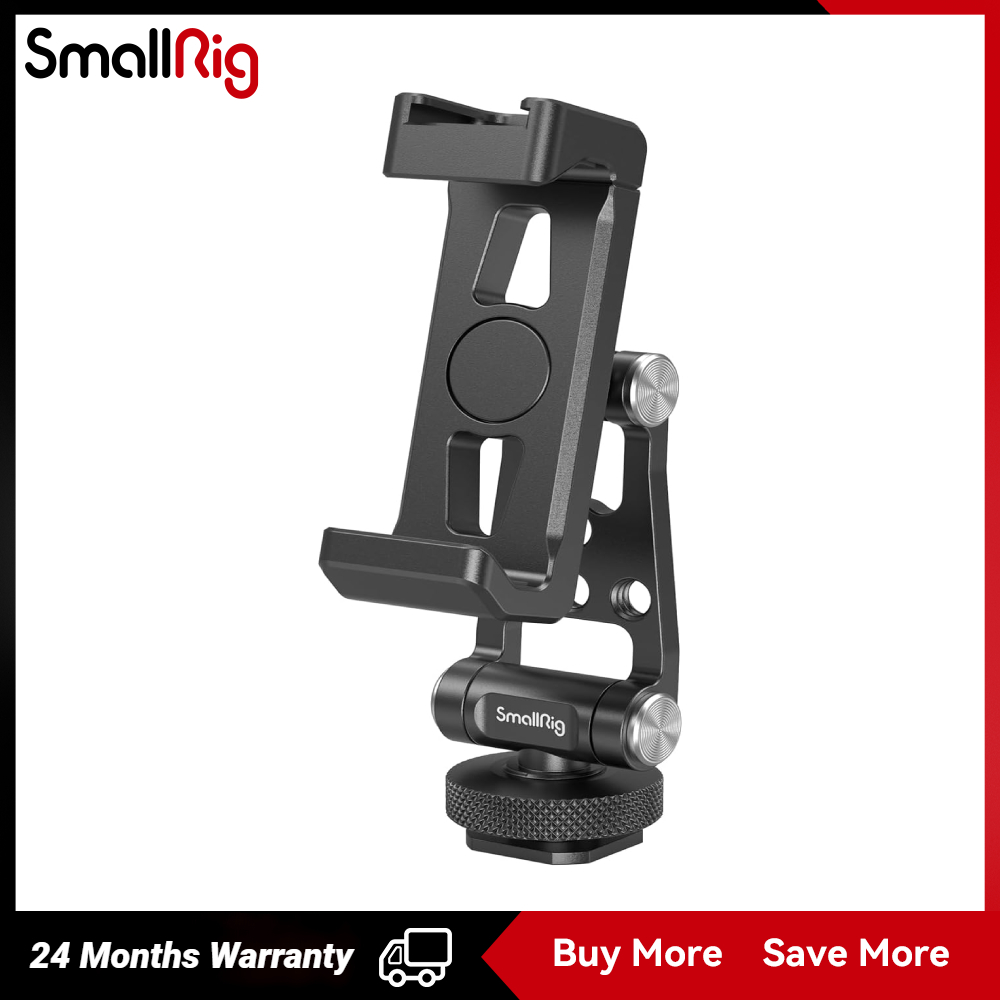 Smallrig Metal Phone Support with Cold Shoe Mount, Universal Mobile Phone Mount Adapter รองรับข้อต่อปรับฟรี, โทรศัพท์ขาตั้งกล้อง Mount 4382