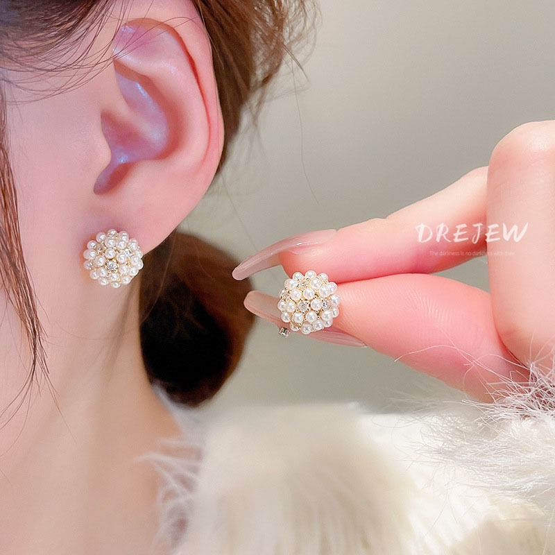 DREJEW ต่างหู เข็มเงิน 925 ประดับมุก เพทาย ทอง 18K เรียบง่าย แฟชั่น สไตล์เกาหลี