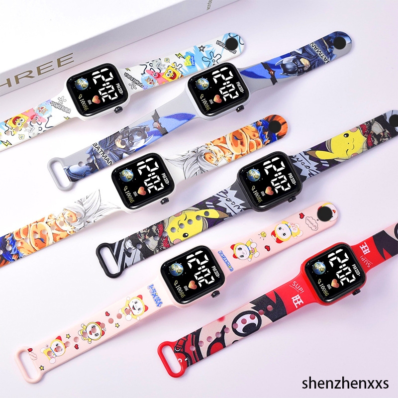 นาฬิกาข้อมืออิเล็กทรอนิกส์ พิมพ์ลายการ์ตูนวันพีชน่ารัก มีไฟ LED สไตล์สปอร์ต สําหรับเด็กนักเรียน