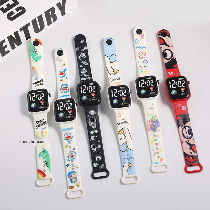 นาฬิกาข้อมืออิเล็กทรอนิกส์ พิมพ์ลายการ์ตูนวันพีชน่ารัก มีไฟ LED สไตล์สปอร์ต สําหรับเด็กนักเรียน
