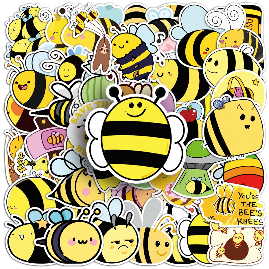 51 ชิ้นน่ารัก Little Bee Graffiti สติกเกอร์กันน้ําสําหรับ DIY โทรศัพท์แล็ปท็อปโน้ตบุ๊คกีตาร์จักรยานหมวกกันน็อคตกแต่งคริสต์มาส Decal