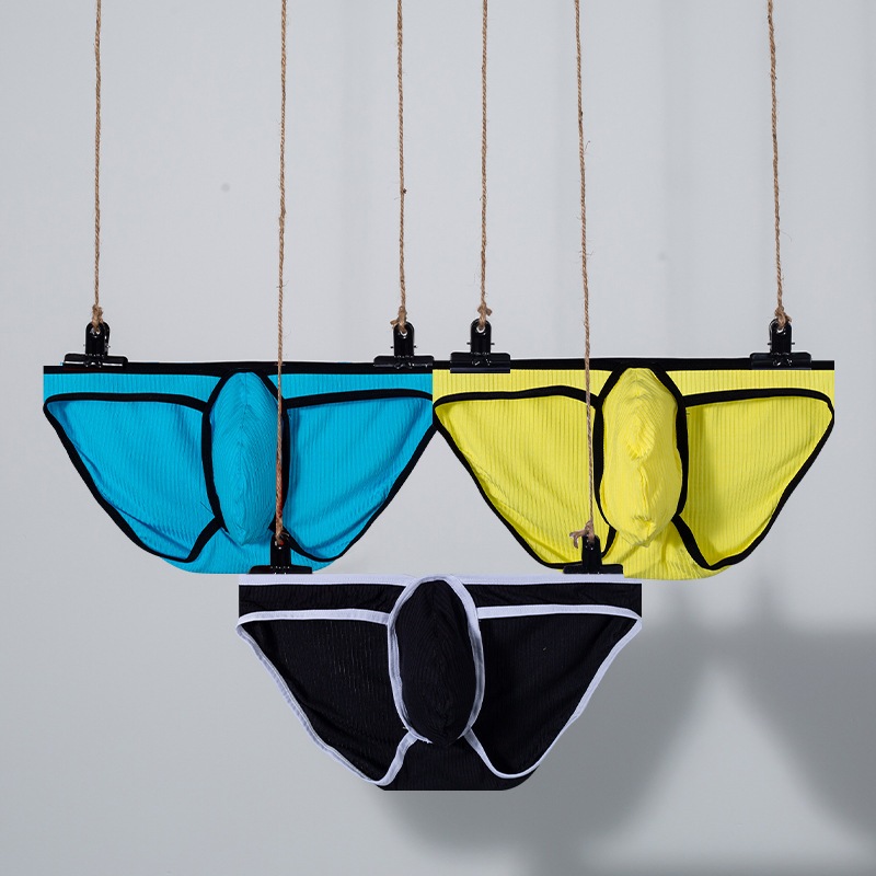 กางเกงผ้าฝ้ายสําหรับผู้ชายคุณภาพสูงเรียบง่ายสีทึบแฟชั่นเป็นมิตรกับผิวเอวต่ํากระเป๋าชุดชั้นในเซ็กซี่ 