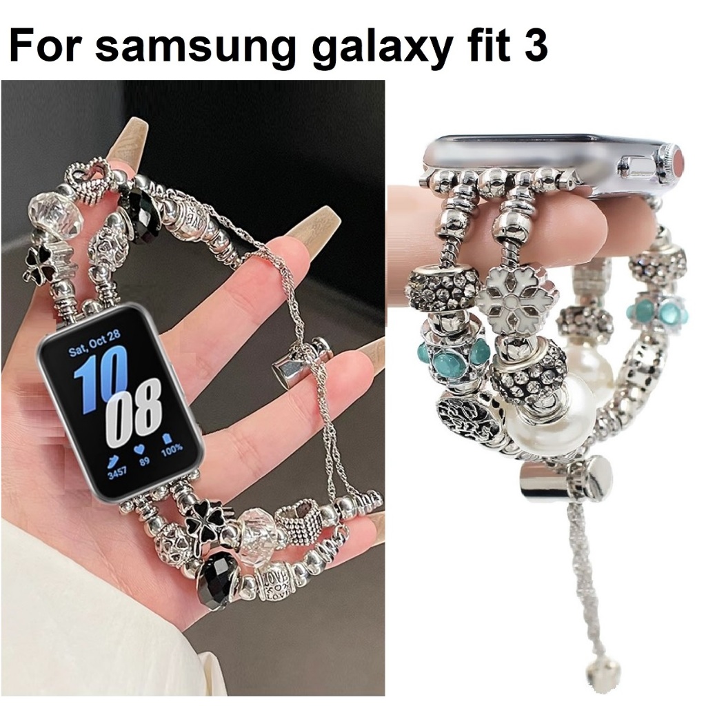 Luxurious Pandora DIY สาย samsung galaxy fit 3 strap Replacement Samsung Fit 3 Strap Metal Loop Bracelet สายนาฬิกา Samsung Fit3 Strap Wristband For Samsung galaxy fit 3 สาย