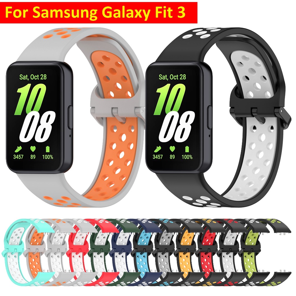 สายนาฬิกาข้อมือ ซิลิโคนนิ่ม สองสี แบบเปลี่ยน สําหรับ Samsung Galaxy Fit3 Samsung Galaxy Fit 3 Strsp