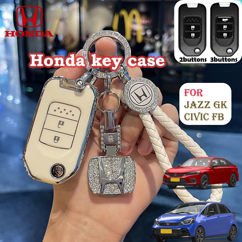Honda พวงกุญแจรถยนต์ เคสกุญแจรีโมทรถยนต์ TPU 2 ปุ่ม 3 ปุ่ม สําหรับ Honda JAZZ CIVIC