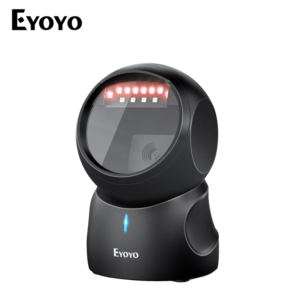 Eyoyo เครื่องสแกนบาร์โค้ด QR 2D แฮนด์ฟรี ตรวจจับรอบทิศทาง อัตโนมัติ USB สําหรับ POS PC ซูเปอร์มาร์เก็ต ห้องสมุด