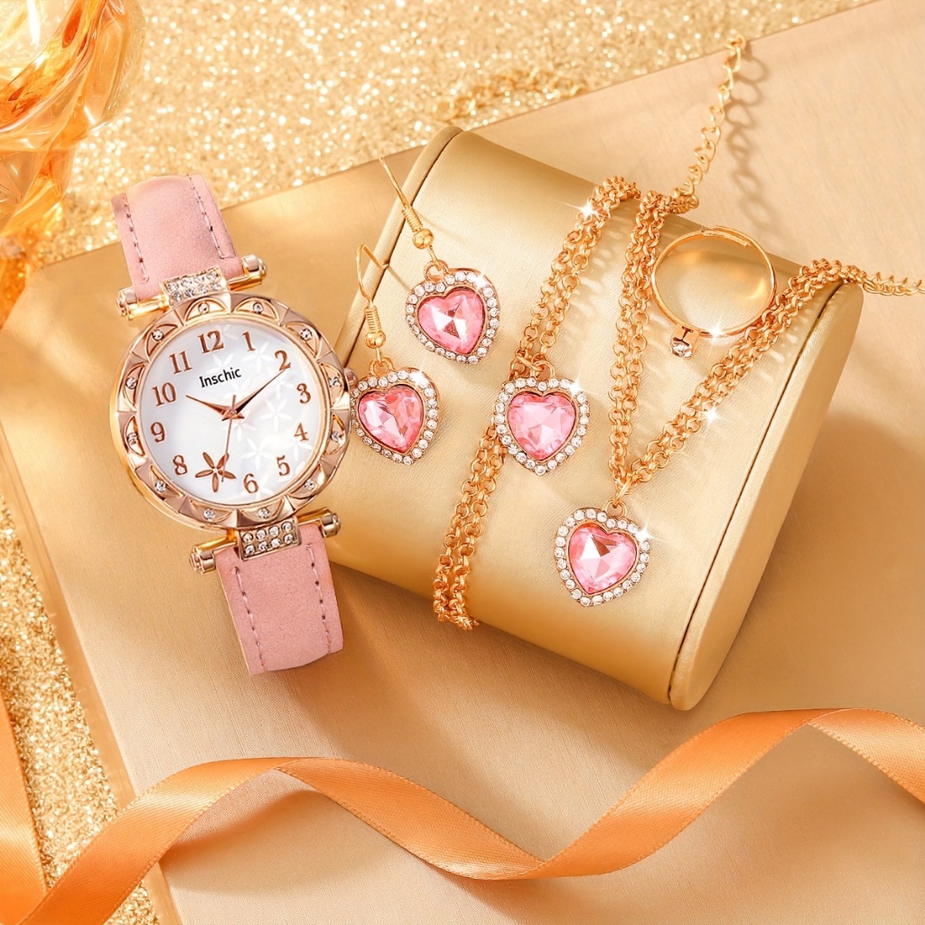 【นาฬิกา + เครื่องประดับ】ชุดนาฬิกาข้อมือควอตซ์ สายหนัง หน้าปัดปลาดาว สําหรับผู้หญิง