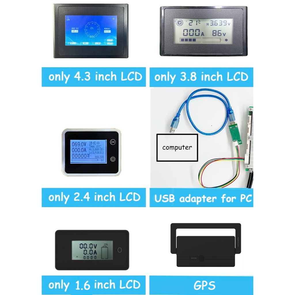 Ant BMS 2.4 3.8 หน้าจอแสดงผล LCD 4.3 นิ้ว 16S 20S 24S 22S Li-ion Lipo lifepo4 บอร์ดป้องกันแบตเตอรี่ 