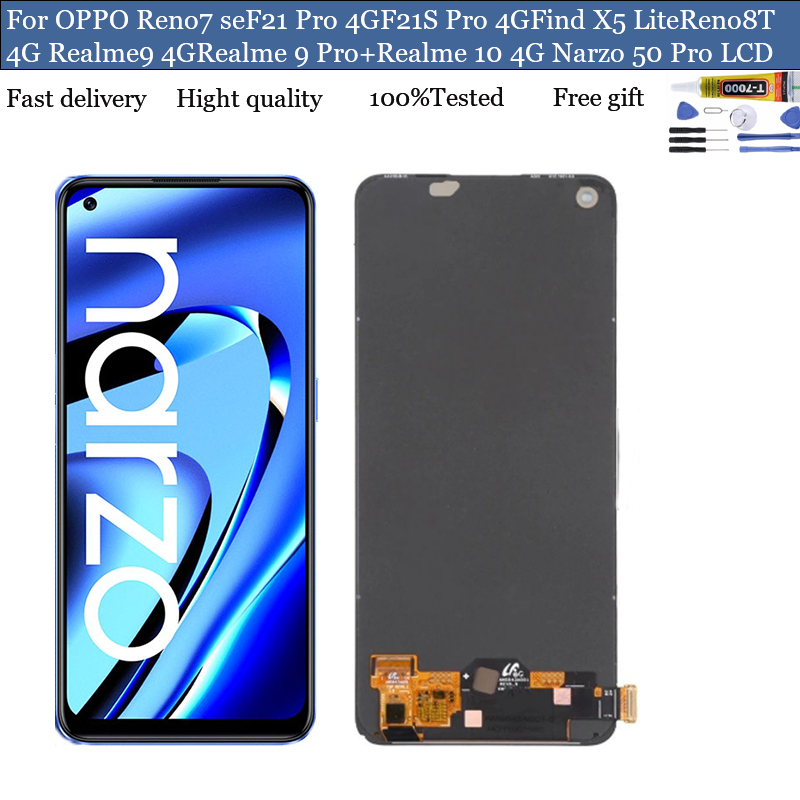 หน้าจอแสดงผลสัมผัสดิจิทัล LCD สําหรับ OPPO Reno7 se F21 Pro 4G F21S Pro 4G Find X5 Lite Reno8T 4G Realme9 4G Realme 9 Pro+ Realme 10 4G Narzo 50 Pro