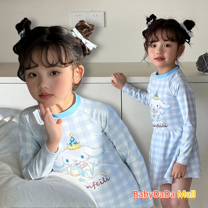 ชุดว่ายน้ําบ็อกเซอร์ แต่งซิป คุณภาพสูง ลาย Cinnamoroll เหมาะกับใส่ฝึกว่ายน้ํา สําหรับผู้หญิง