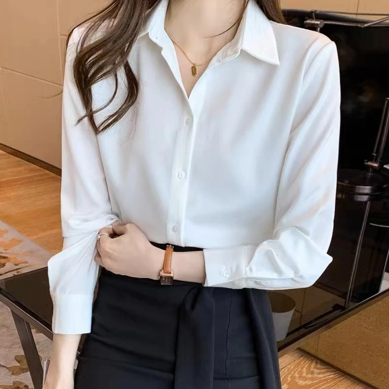 เสื้อโปโล แขนยาว สไตล์เกาหลี สําหรับผู้หญิง สีทึบ งาน เสื้อผ้า(ชุดดำงานศพ พร้อมส่ง)