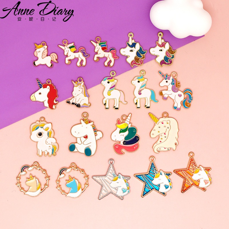 จี้สร้อยคอ ต่างหู รูปการ์ตูนยูนิคอร์น สายรุ้ง สีทอง เครื่องประดับแฮนด์เมด DIY สําหรับผู้หญิง 133 2 ชิ้น ต่อล็อต