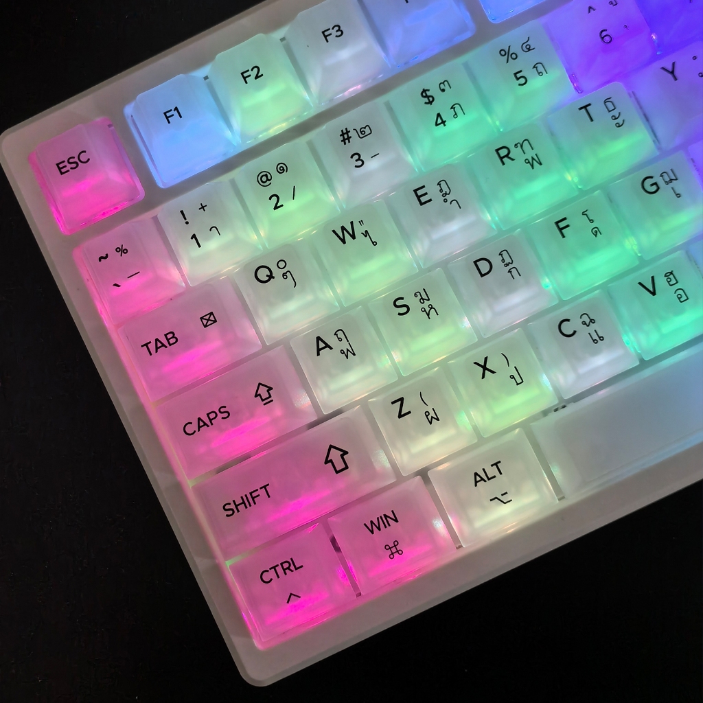 【ไทย รัสเซีย เกาหลี อังกฤษ】ปุ่มกดคีย์บอร์ด 122 ปุ่ม สีขาวนม ฝ้าหมอก โปร่งใส เคลือบด้าน PC ABS วัสดุเชอร์รี่ โปรไฟล์ สําหรับคีย์บอร์ดเชิงกล แกนไขว้ 87/104/108
