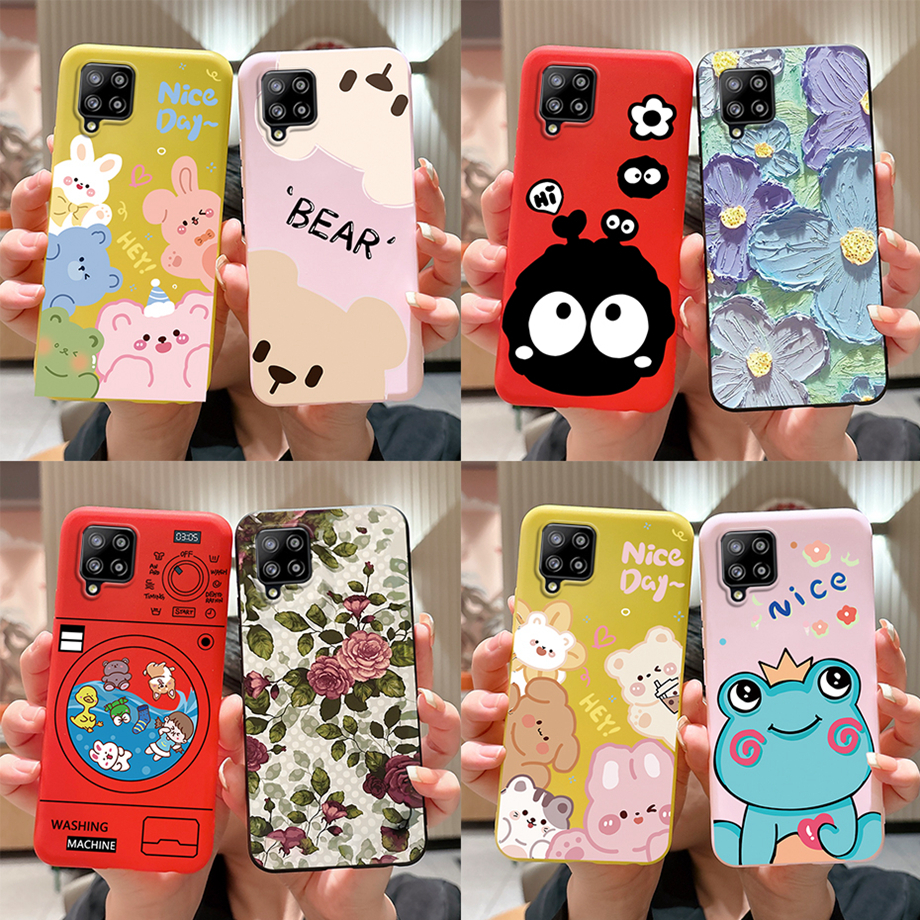 เคสโทรศัพท์มือถือ ซิลิโคนนิ่ม กันกระแทก ลายหมี ดอกไม้น่ารัก สําหรับ Samsung Galaxy A42 5G