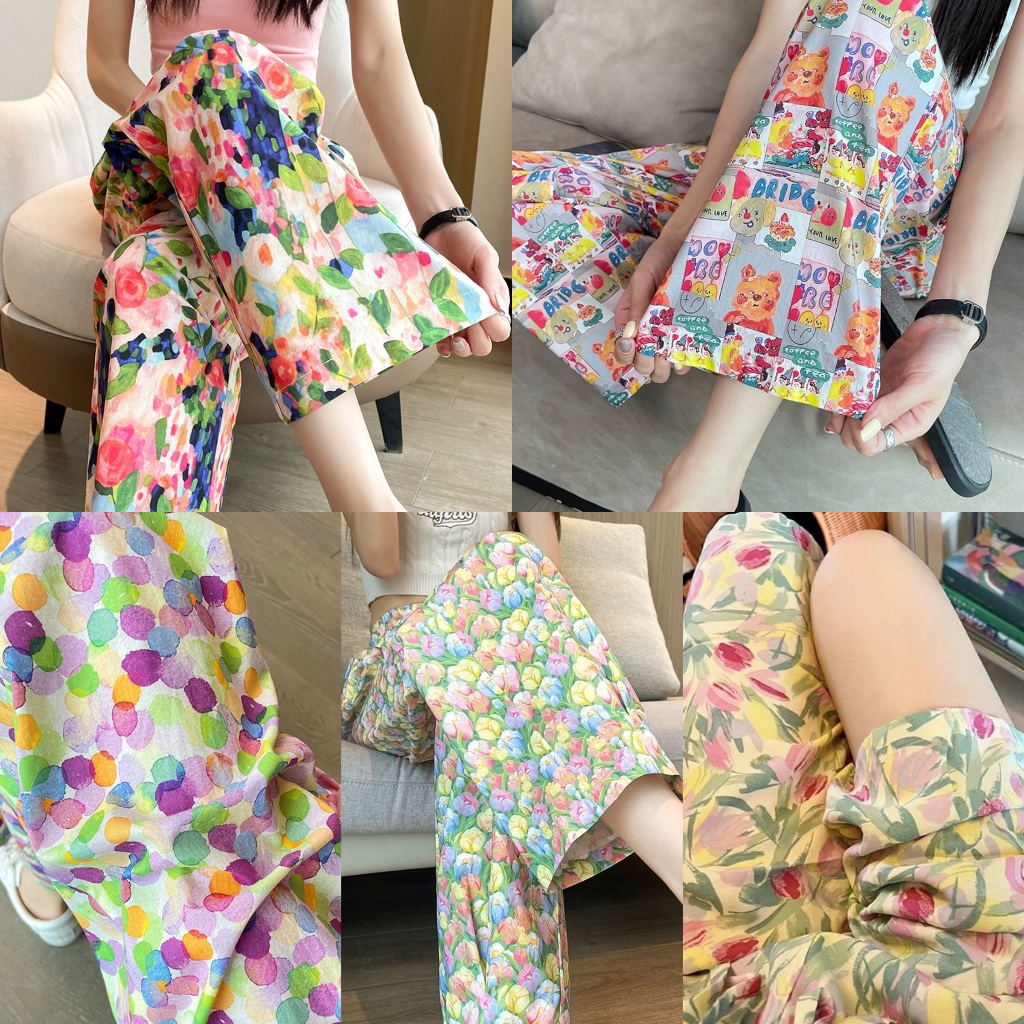 ราคา จำกัด เวลา กางเกงขากว้างลําลอง ผ้าเรยอน แบบบาง เอวสูง ทรงหลวม เหมาะกับเดินชายหาด แฟชั่นฤดูร้อน สไตล์ฮาวาย สําหรับสตรี 2024