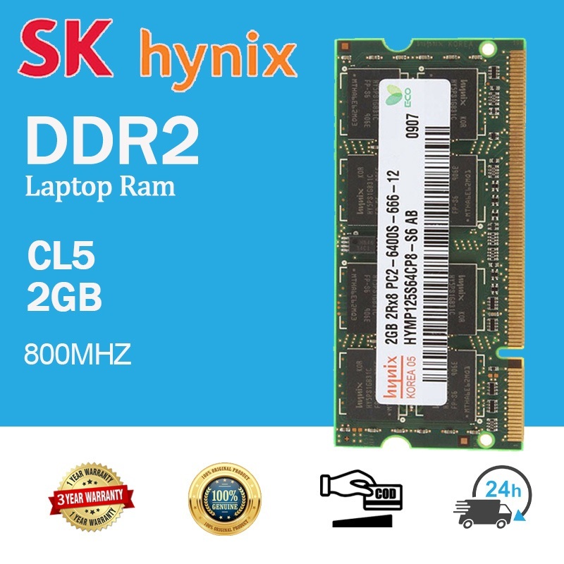 [24 Hours sent] Hynix DDR2 RAM 2GB 800MHz  แรม โน้ตบุ๊ก 2RX8 PC2-6400S 200PIN SO-DIMM Laptop RAM Memory 200Pin