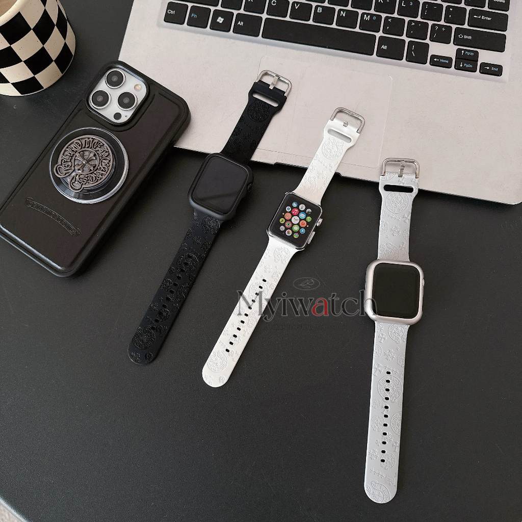สายนาฬิกาข้อมือซิลิโคน แบบนิ่ม พิมพ์ลายหัวใจ สําหรับ iWatch 9 Ultra 8 7 49 มม. 45 มม. 41 มม. 6 5 4 SE 44 มม. 40 มม. iWatch 42 มม. 38 มม.