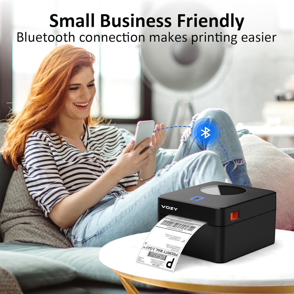 จัดส่งด่วนทุกวัน VOZY U9 เครื่องพิมพ์ฉลากสินค้า บาโค้ด เครื่องปริ้น USB+Bluetooth Label Printer เรื่องพิมพ์บาร์โค้ด Shopee ไม่ใช้หมึก