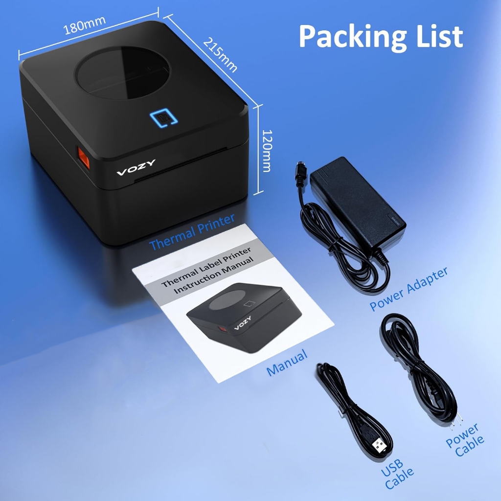 จัดส่งด่วนทุกวัน VOZY U9 เครื่องพิมพ์ฉลากสินค้า บาโค้ด เครื่องปริ้น USB+Bluetooth Label Printer เรื่องพิมพ์บาร์โค้ด Shopee ไม่ใช้หมึก