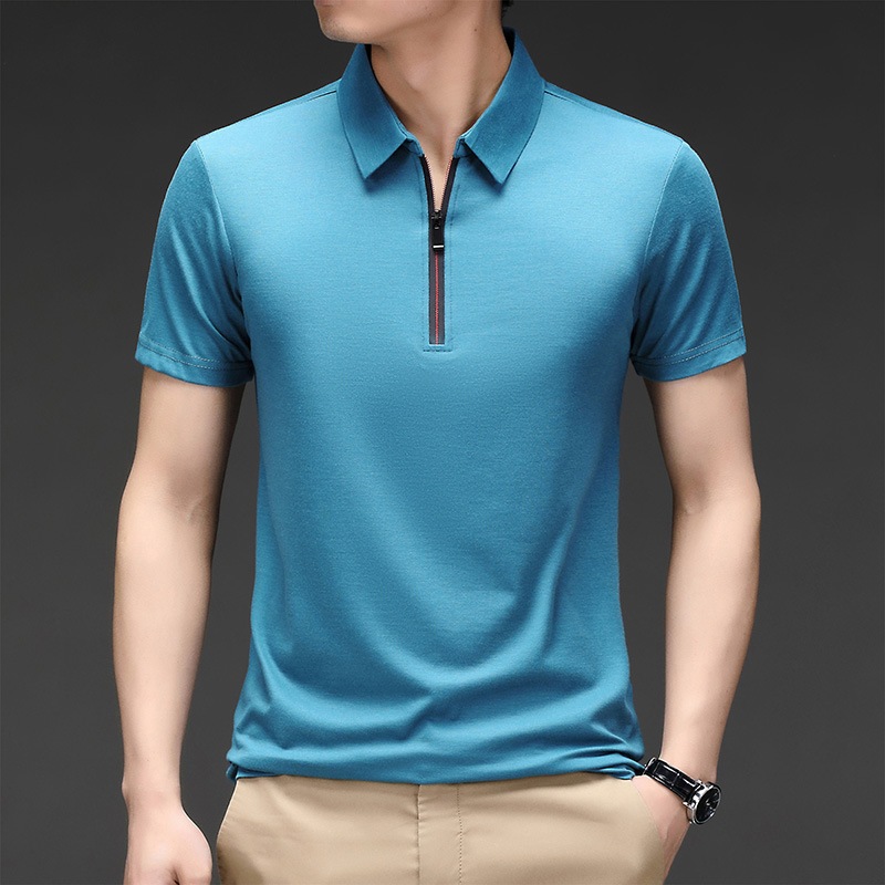 เสื้อโปโลแขนสั้น ผ้าเรยอน แบบแห้งเร็ว ขนาดใหญ่ สีพื้น สําหรับผู้ชาย