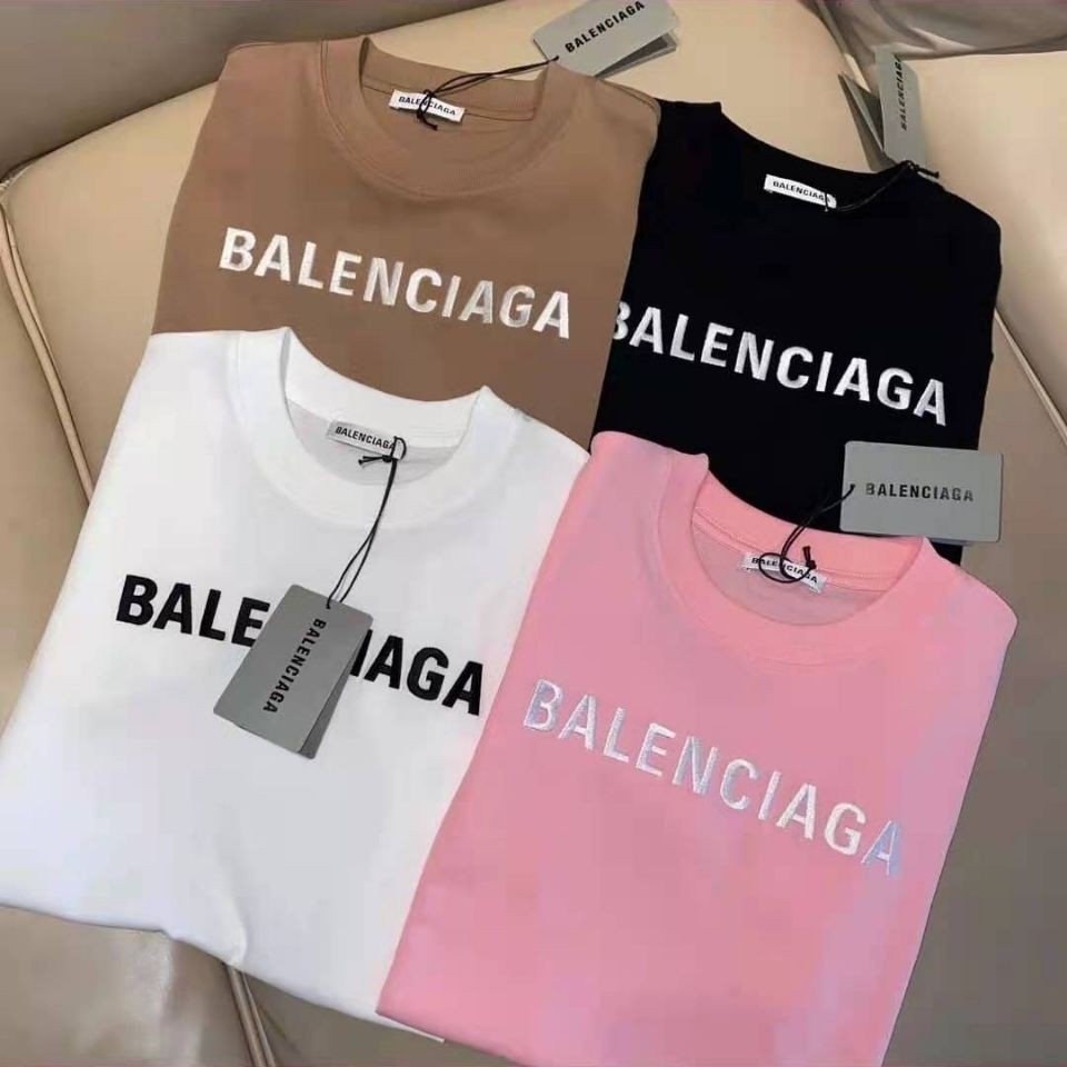 Balenciaga เสื้อยืด ผ้าฝ้ายแท้ พิมพ์ลายโลโก้ตัวอักษร Balenciaga สไตล์คลาสสิก แฟชั่นสําหรับผู้ชาย และผู้หญิง